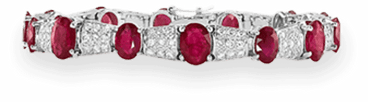 Mozambique ruby bracelet with invisible set diamonds in 18k white gold